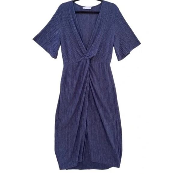 All in Favor Dolman Plisse Midi Dress lightweight XS/Extra Small Navy Peacoat - Picture 2 of 7